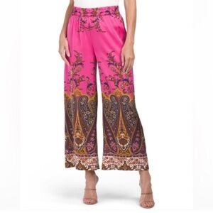 Rachel Zoe Pink Paisley Wide Leg Pants Medium